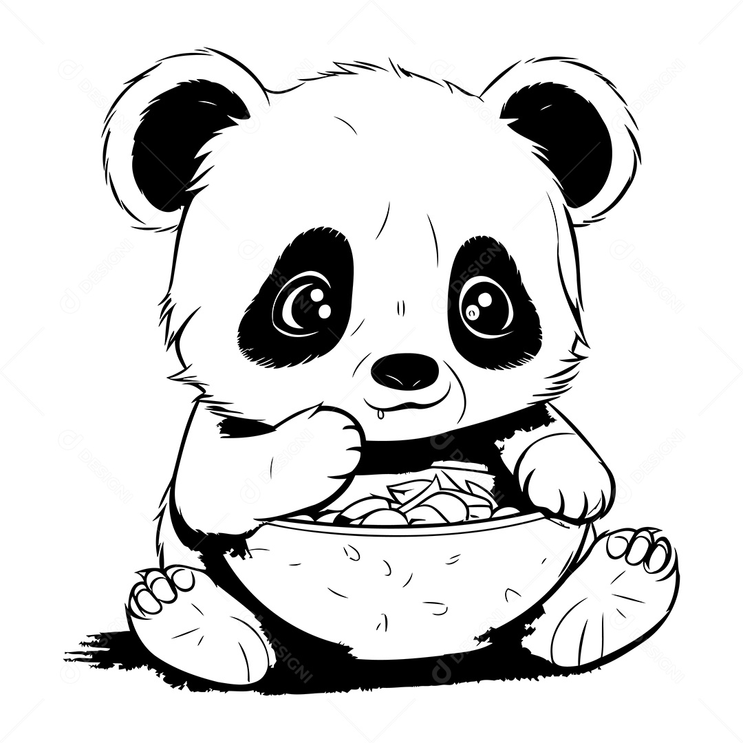Urso Panda Desenho Para Colorir Vetor EPS