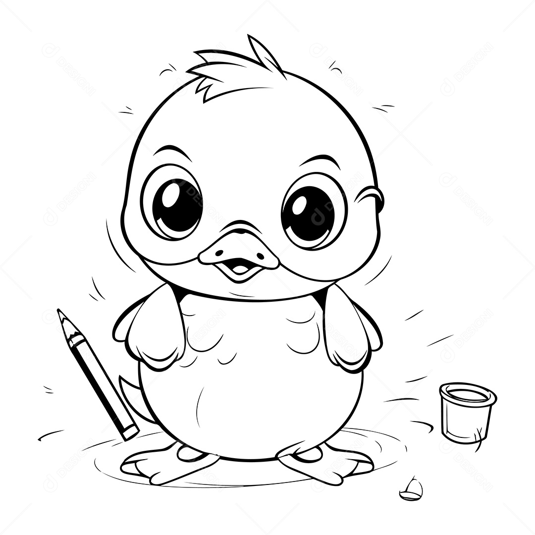 Pato Desenho Para Colorir Vetor EPS