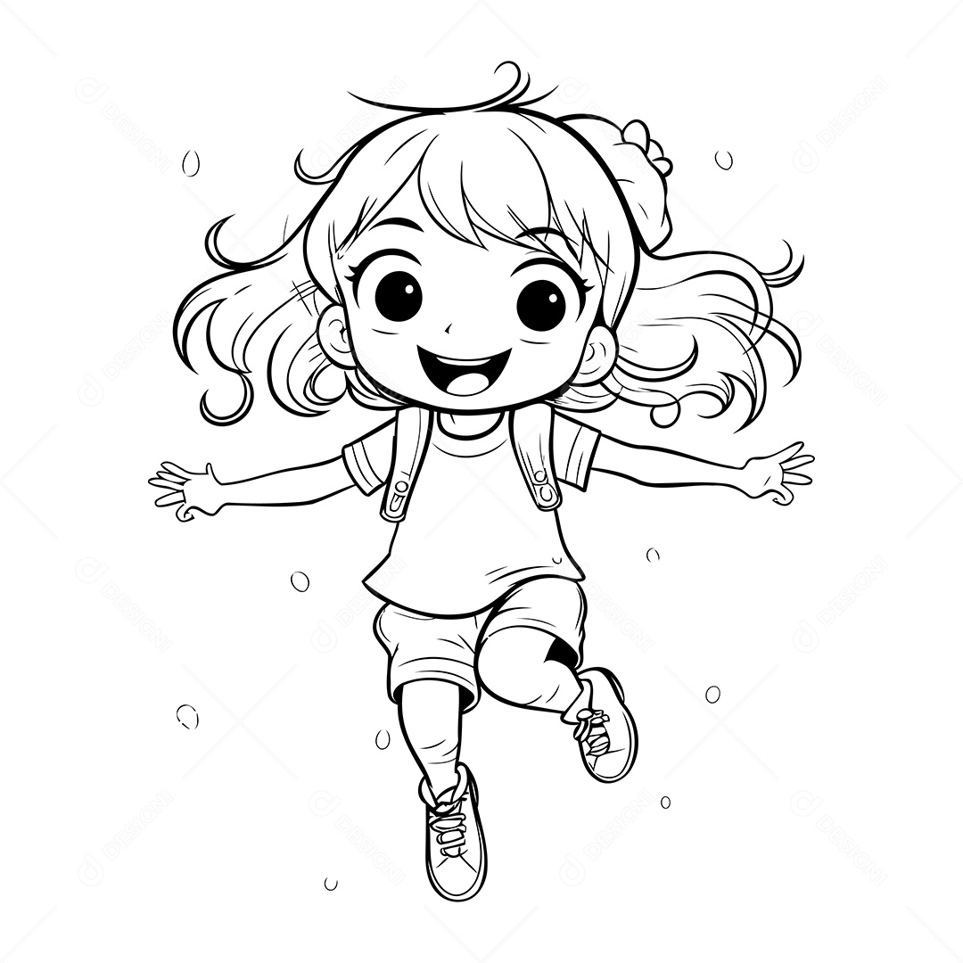 Garota Desenho Para Colorir Vetor EPS