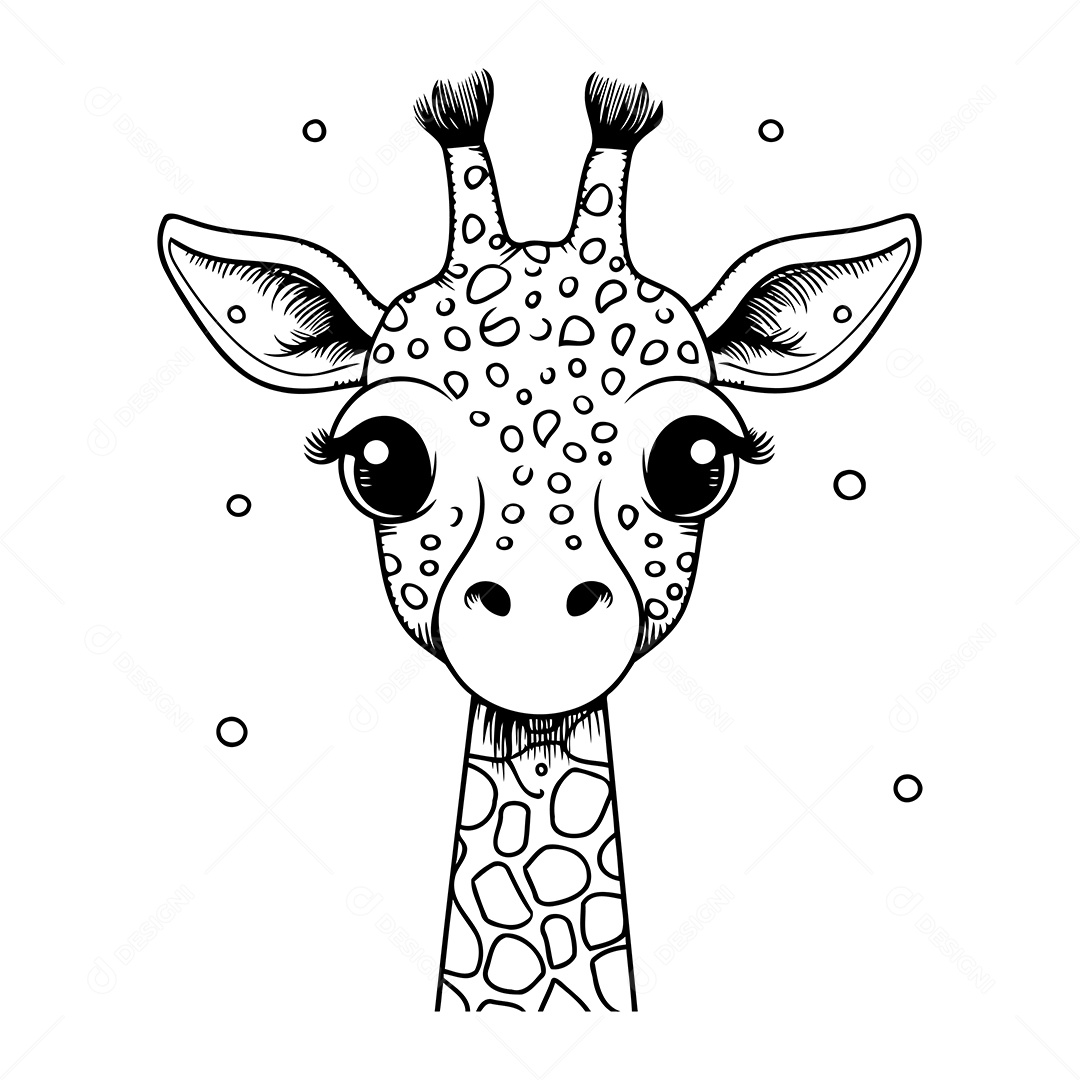 Girafa Desenho Para Colorir Vetor EPS