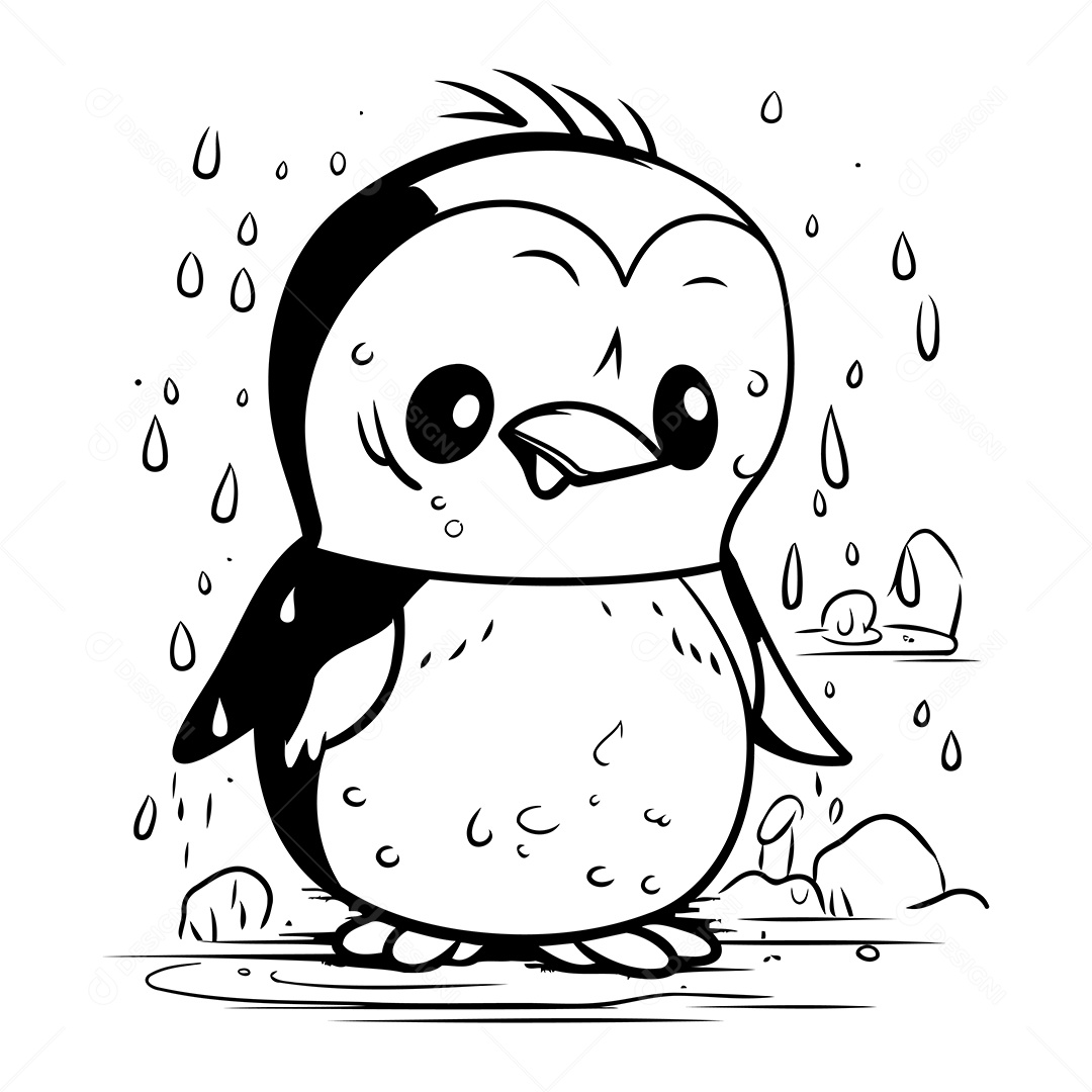 Pinguim Desenho Para Colorir Vetor EPS