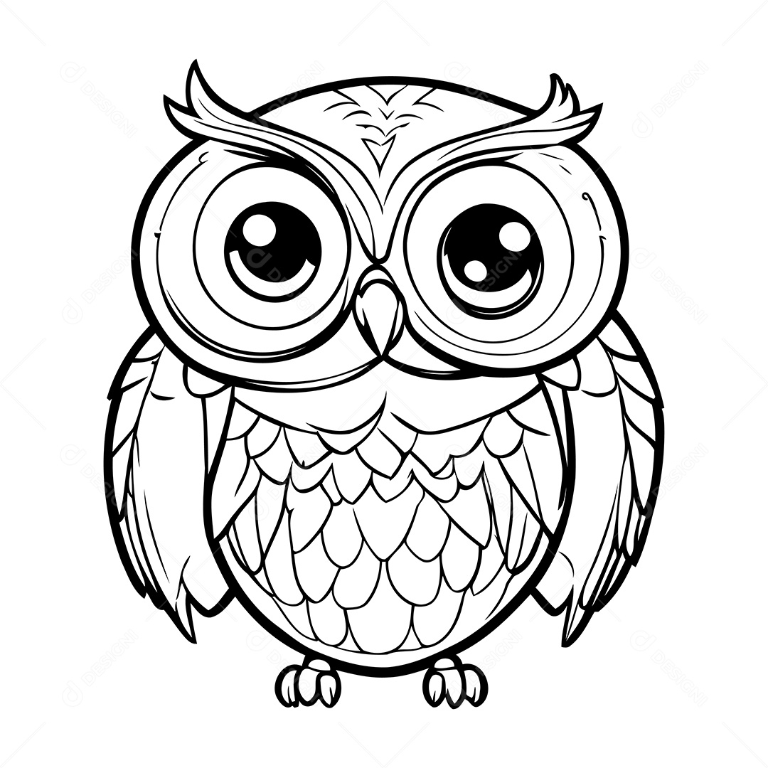 Coruja Desenho Para Colorir Vetor EPS