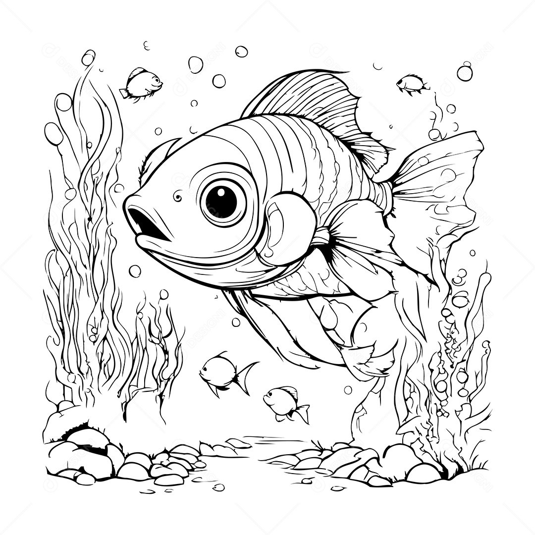 Peixe Desenho Para Colorir Vetor EPS
