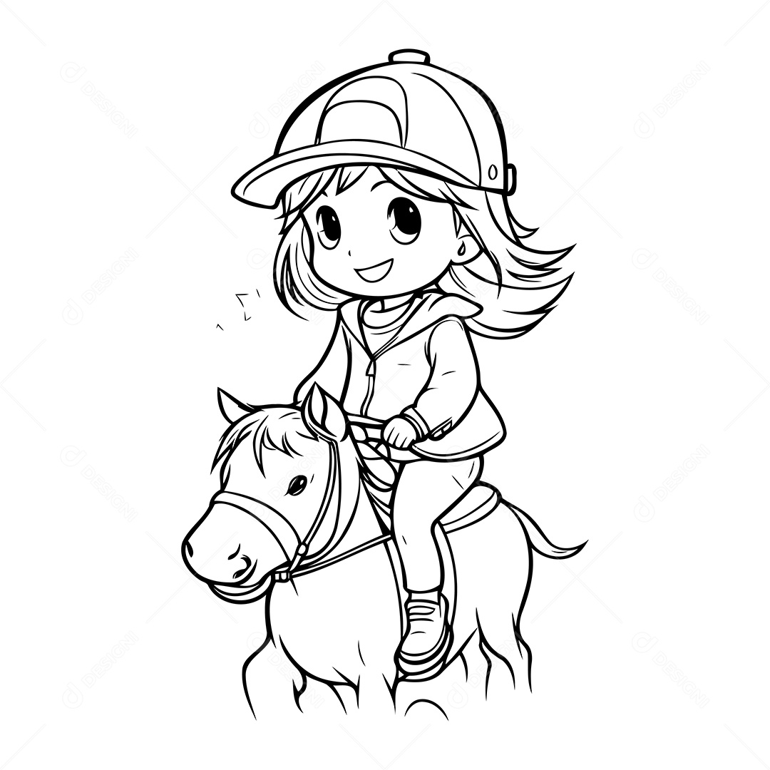 Garota Desenho Para Colorir Vetor EPS