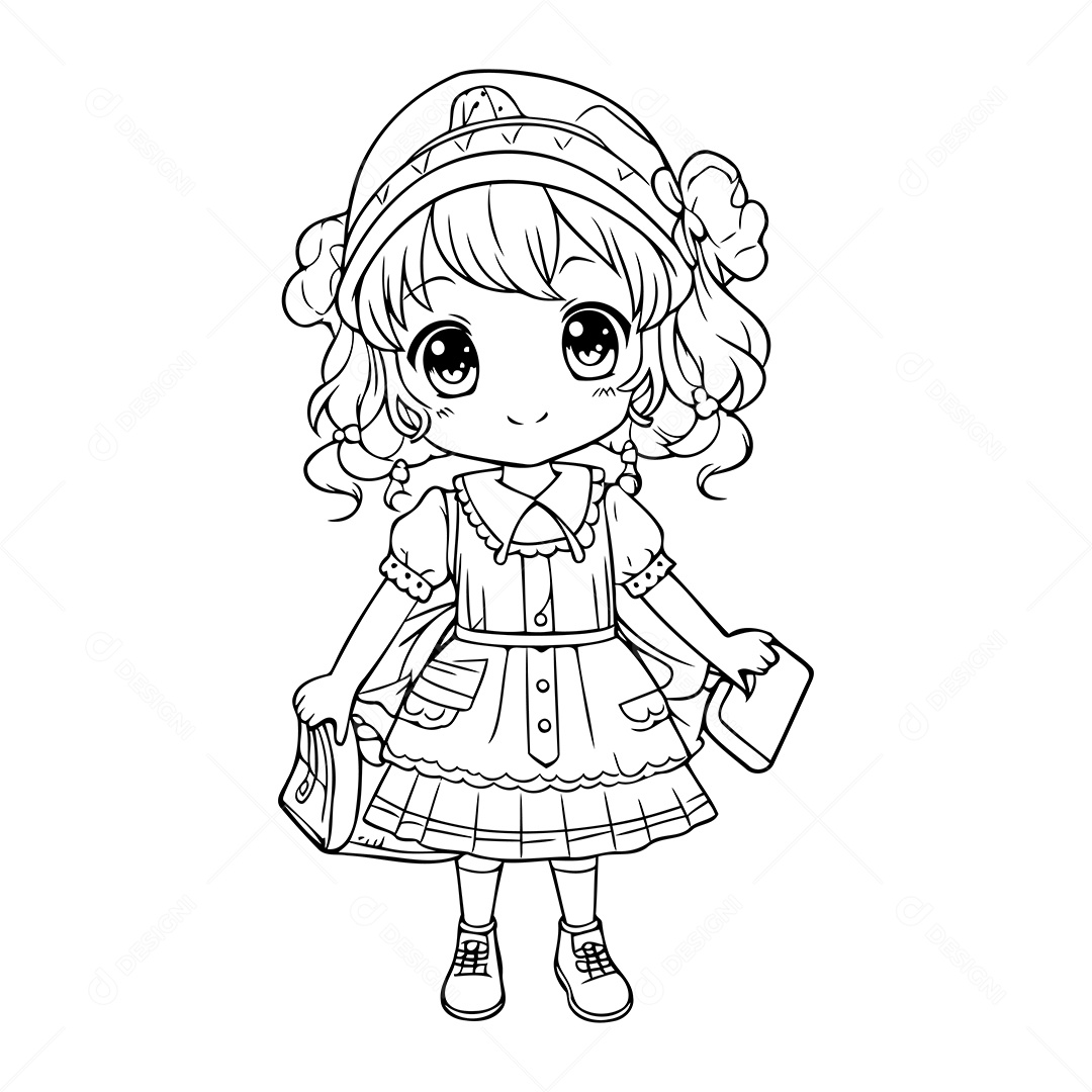 Garota Desenho Para Colorir Vetor EPS