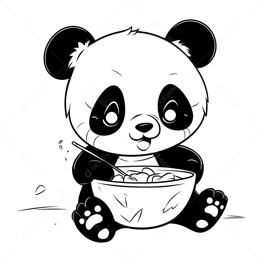 Urso Panda Desenho Para Colorir Vetor EPS