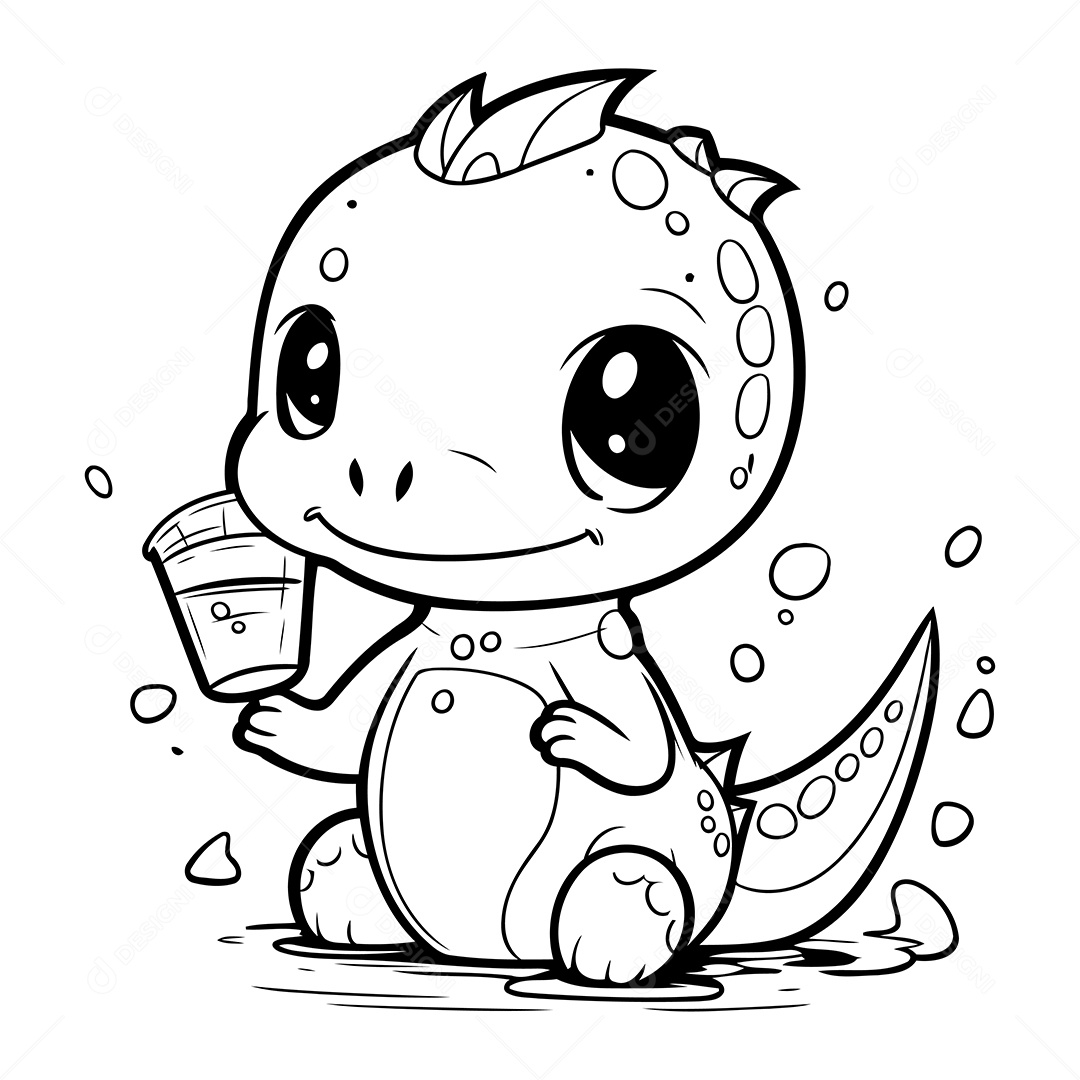 Dinossauro Desenho Para Colorir Vetor EPS