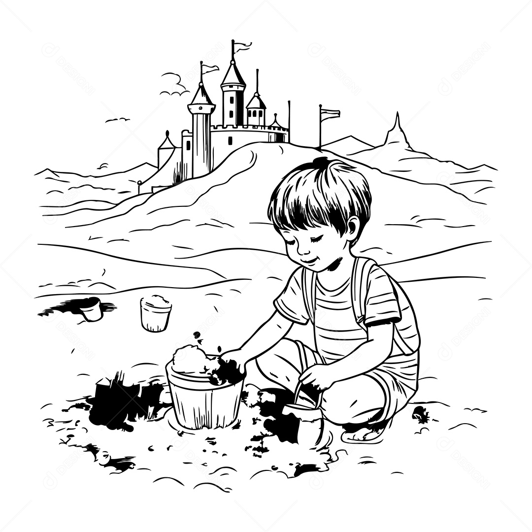 Garoto Desenho Para Colorir Vetor EPS