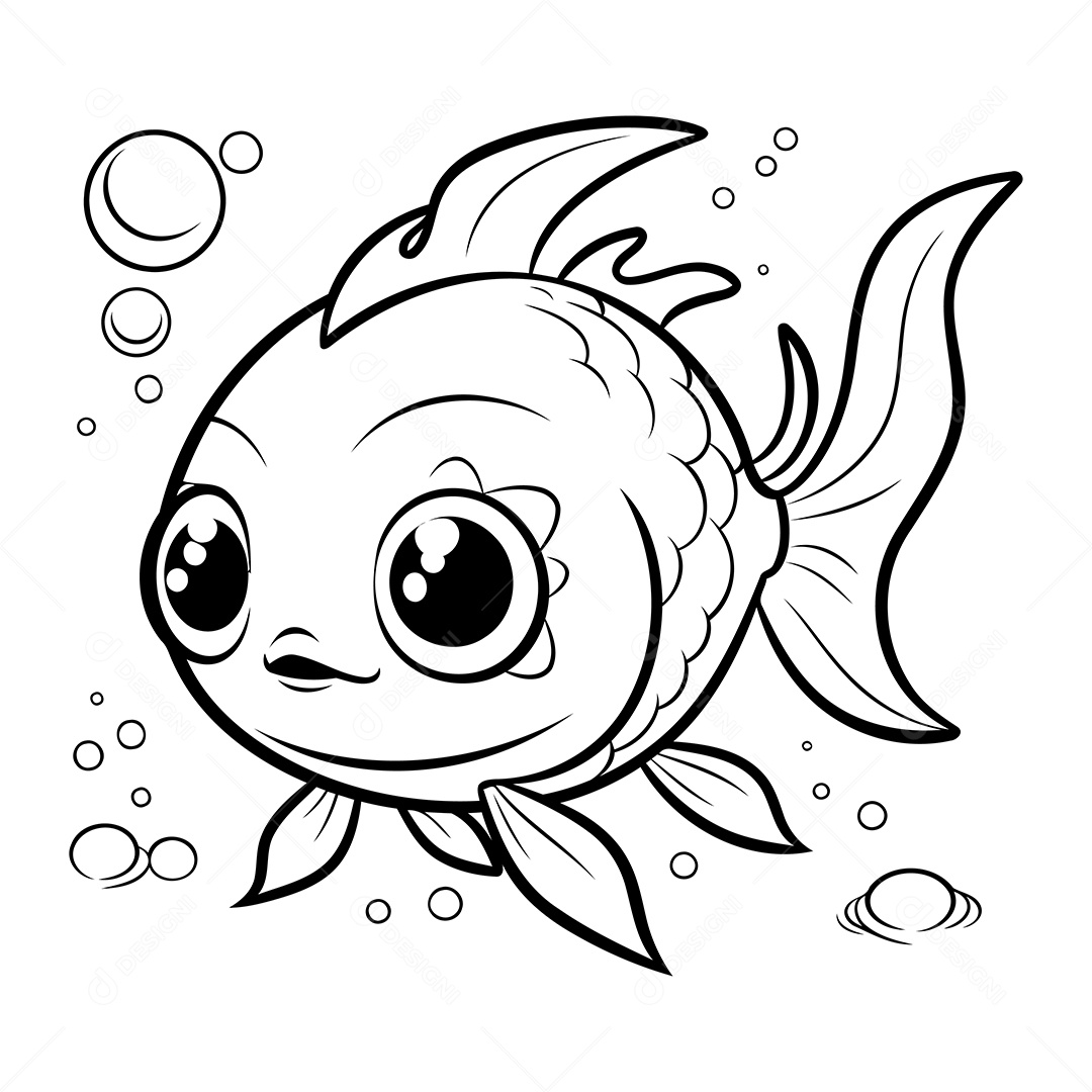 Peixe Desenho Para Colorir Vetor EPS