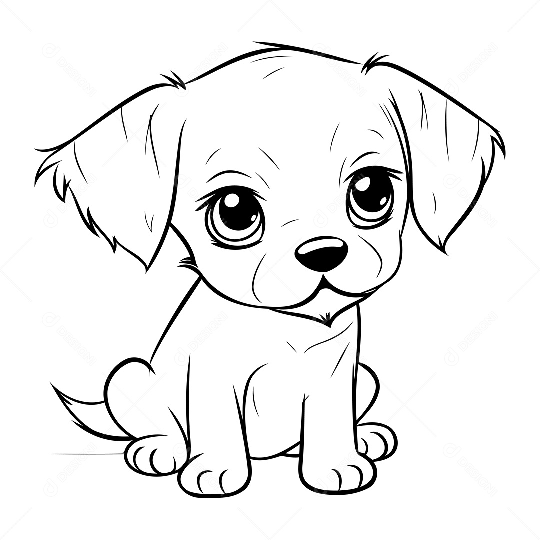 Cachorro Desenho Para Colorir Vetor EPS
