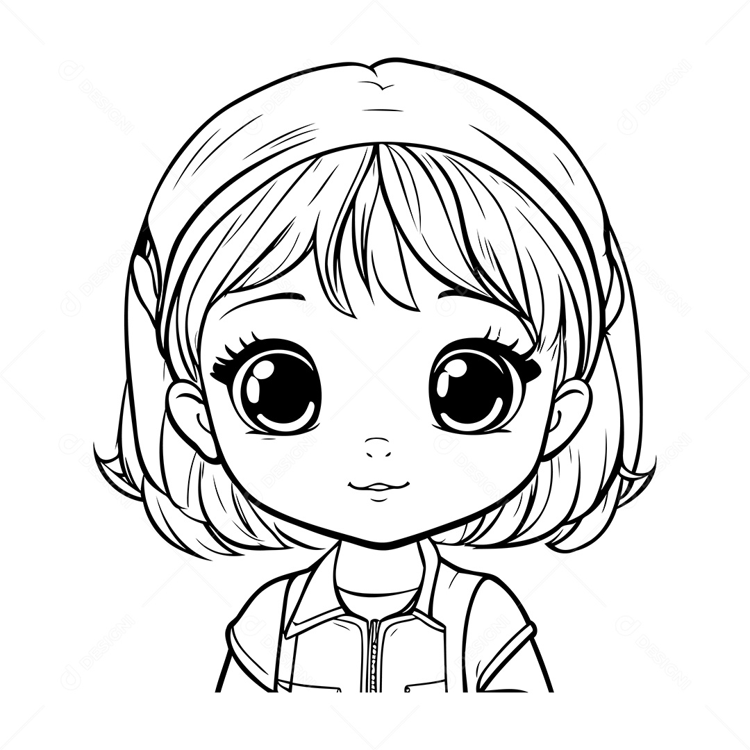 Garota Desenho Para Colorir Vetor EPS