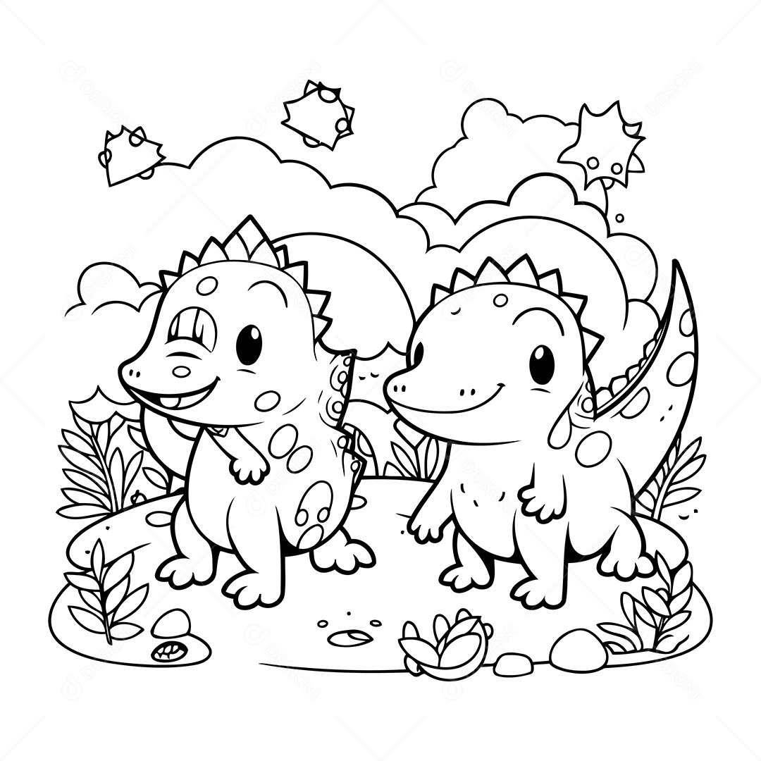 Dinossauro Desenho Para Colorir Vetor EPS