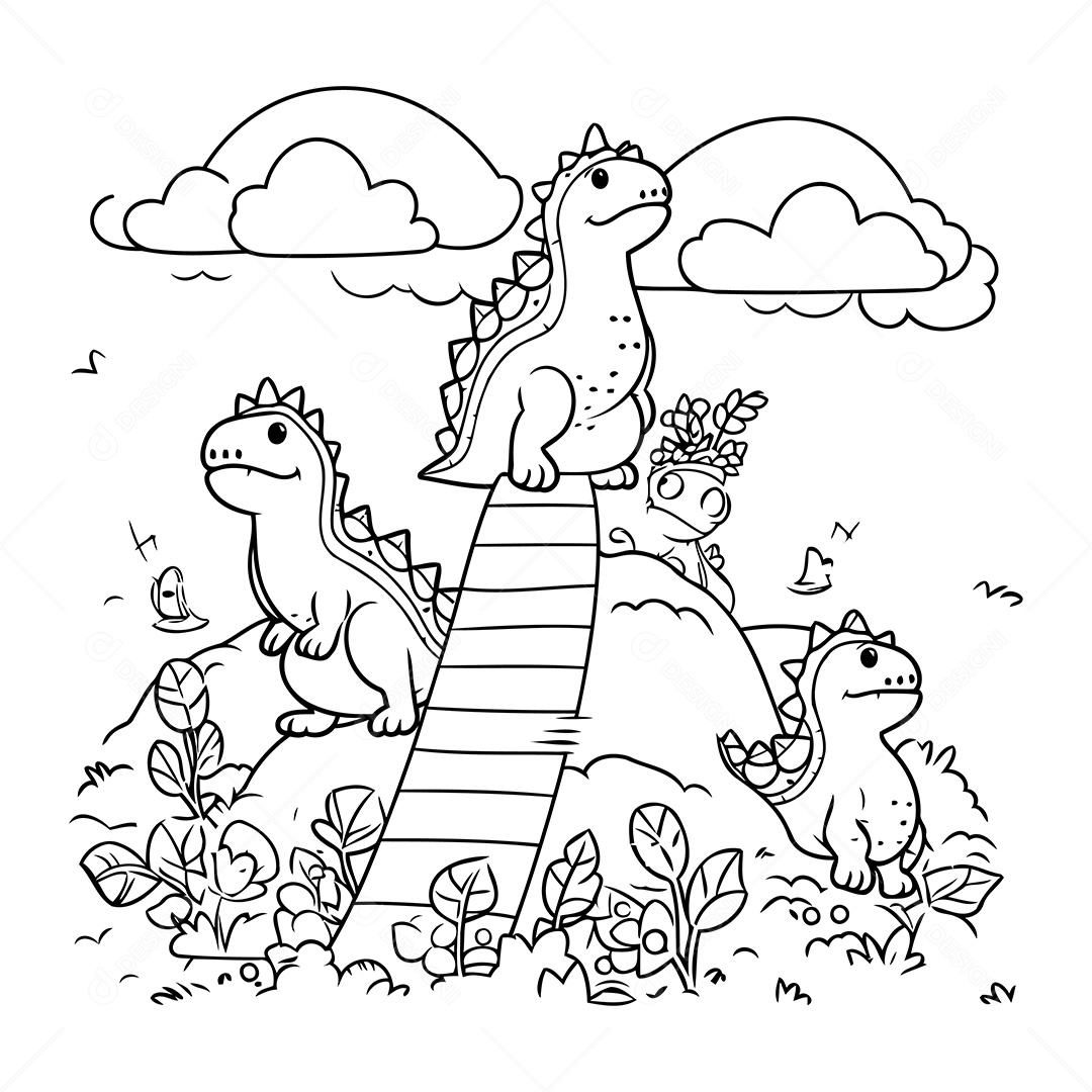 Dinossauro Desenho Para Colorir Vetor EPS