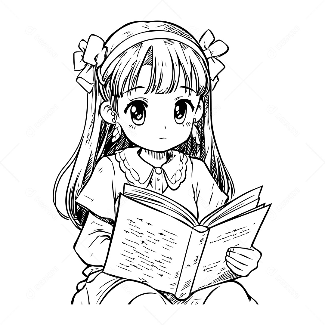 Garota Desenho Para Colorir Vetor EPS