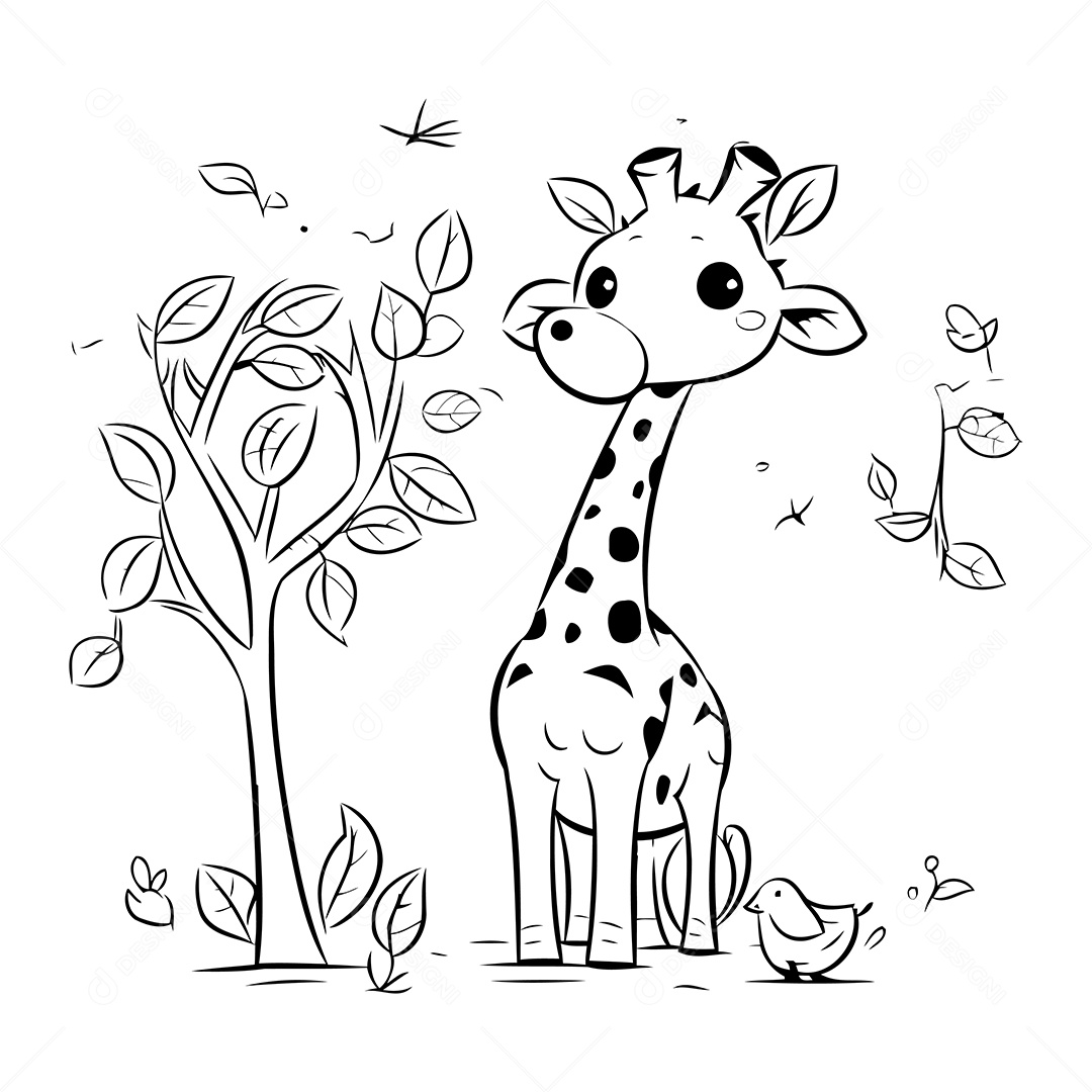 Girafa Desenho Para Colorir Vetor EPS