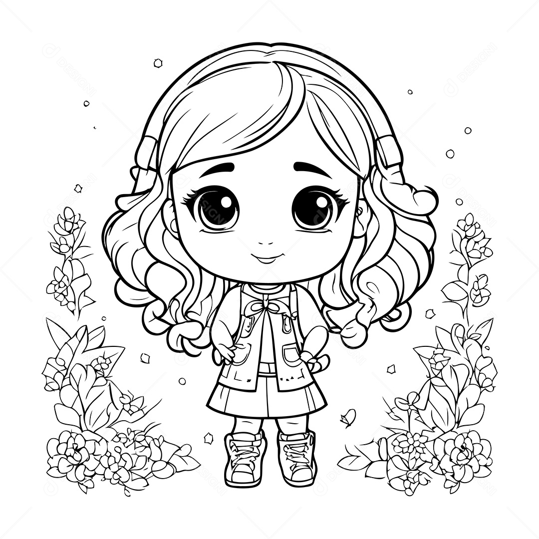 Garoto Desenho Para Colorir Vetor EPS