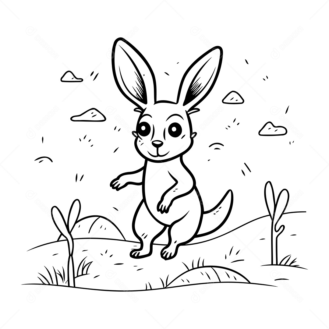 Canguru Desenho Para Colorir Vetor EPS