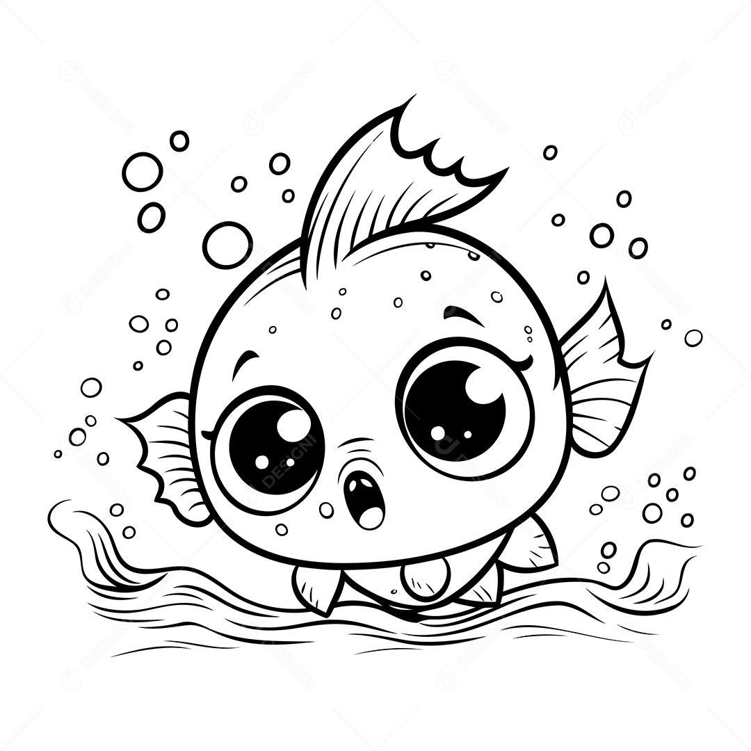 Peixe Desenho Para Colorir Vetor EPS