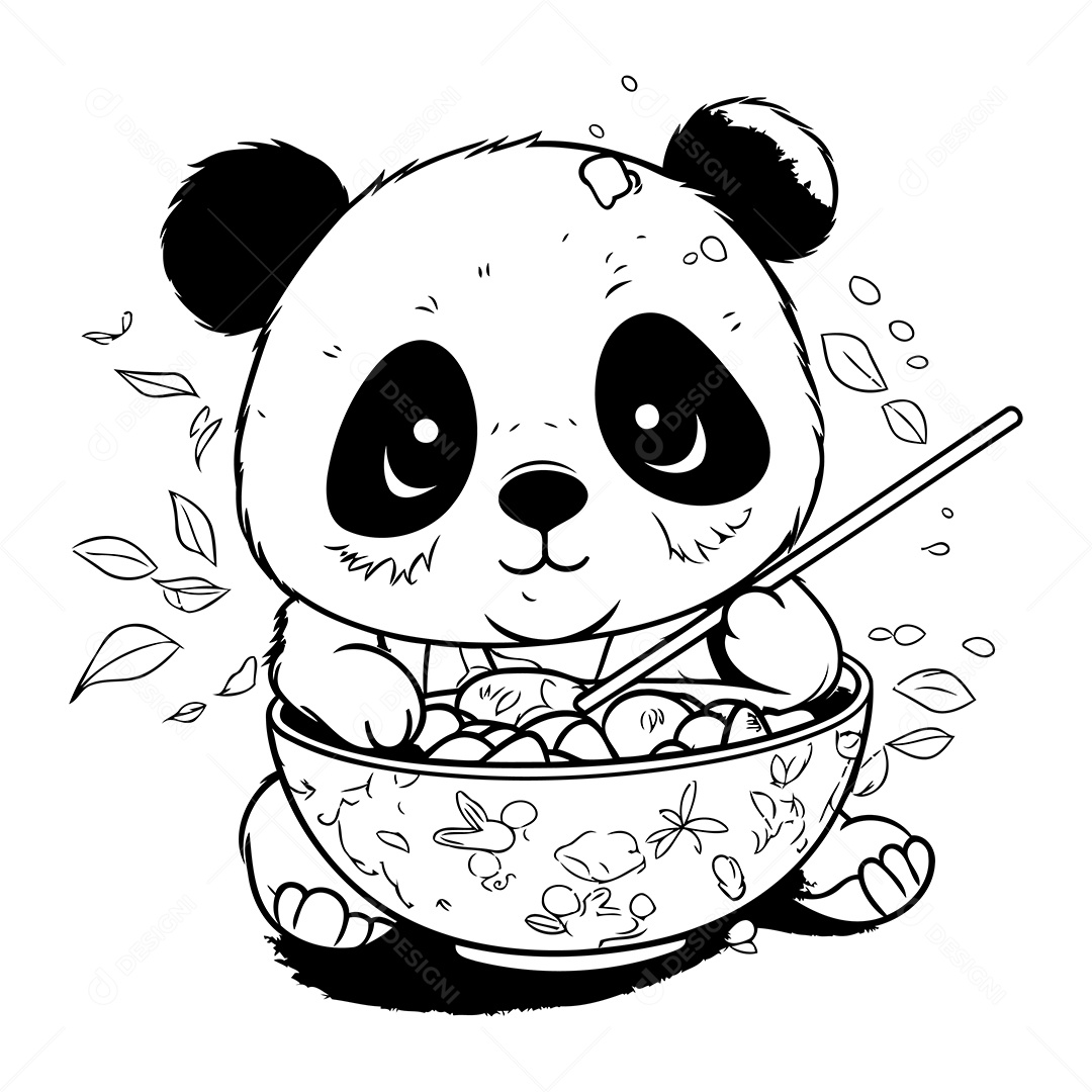 Urso Panda Desenho Para Colorir Vetor EPS
