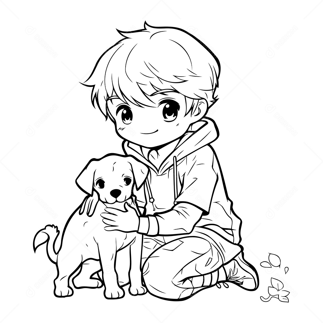 Garoto Desenho Para Colorir Vetor EPS