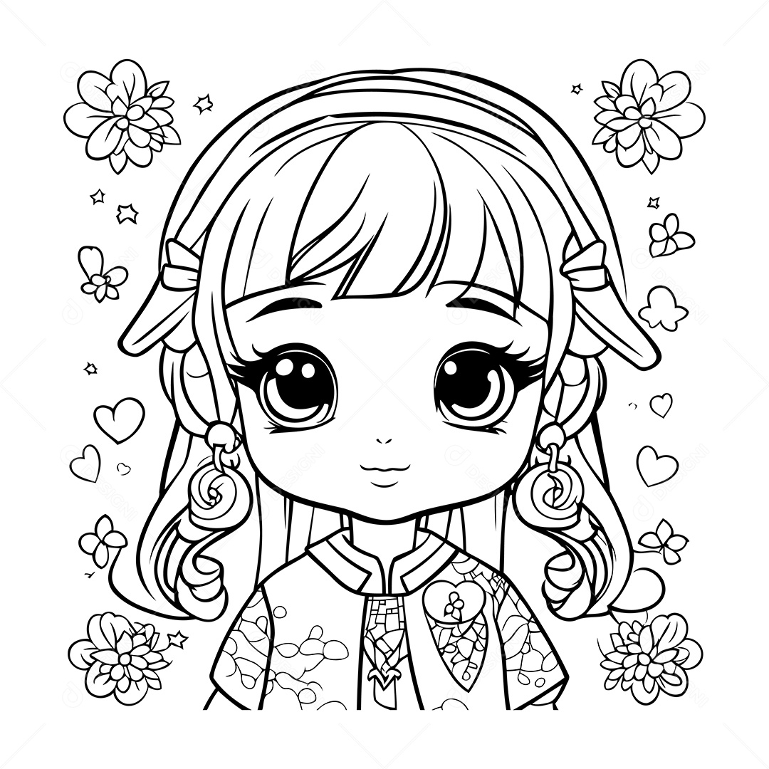 Garota Desenho Para Colorir Vetor EPS