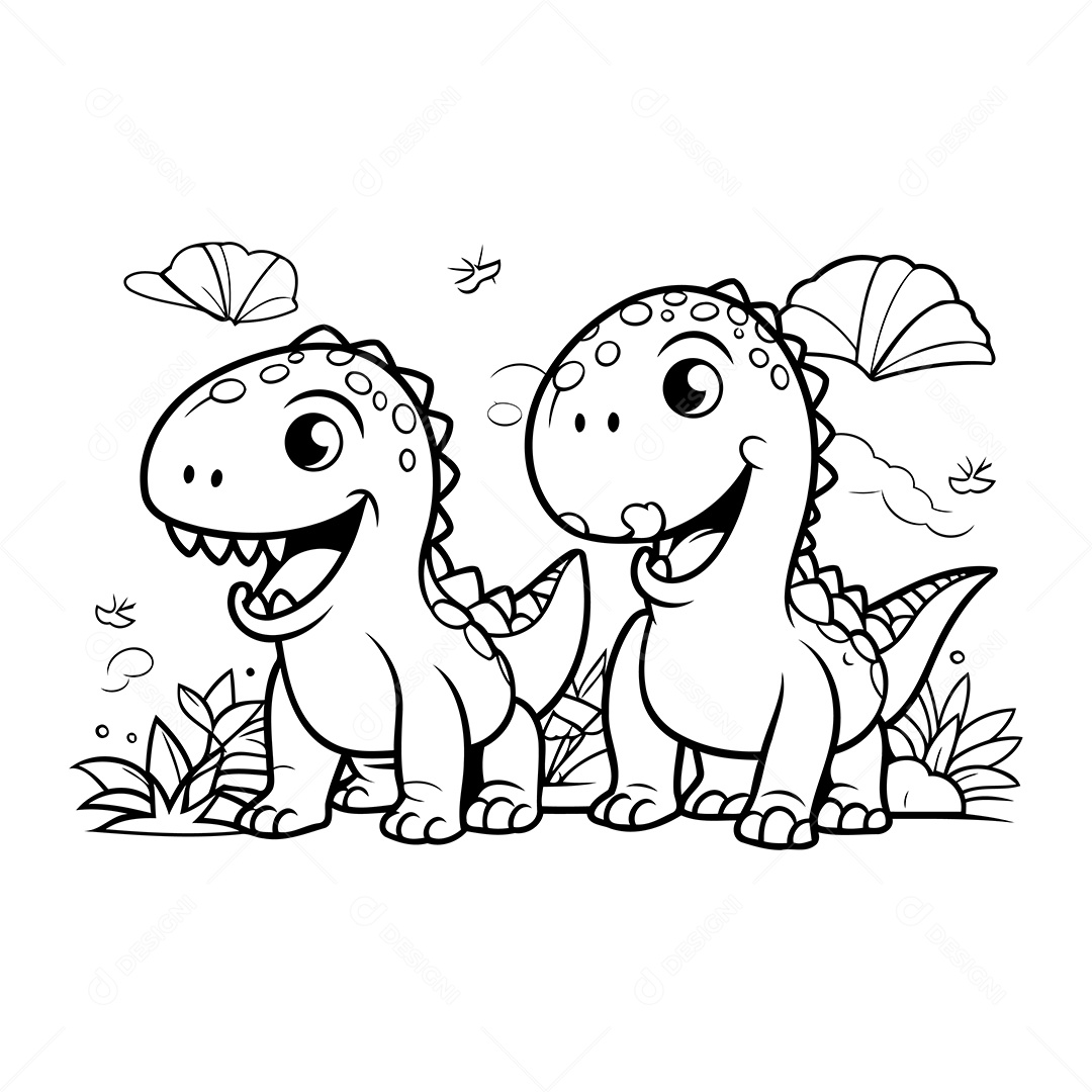 Dinossauro Desenho Para Colorir Vetor EPS