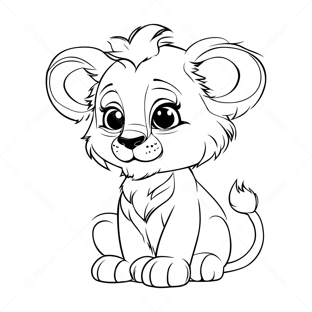 Leão Desenho Para Colorir Vetor EPS