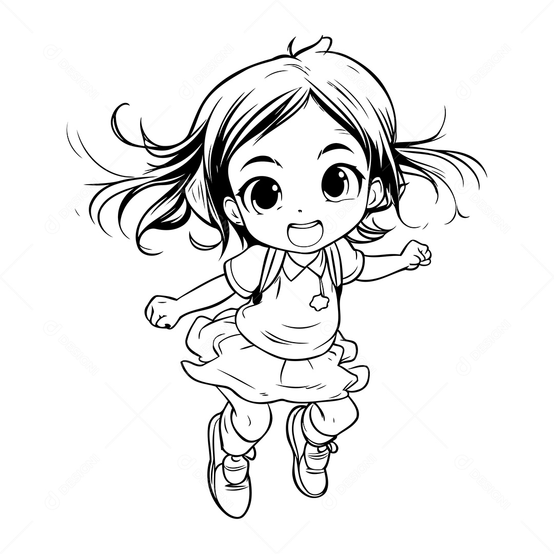 Garota Desenho Para Colorir Vetor EPS