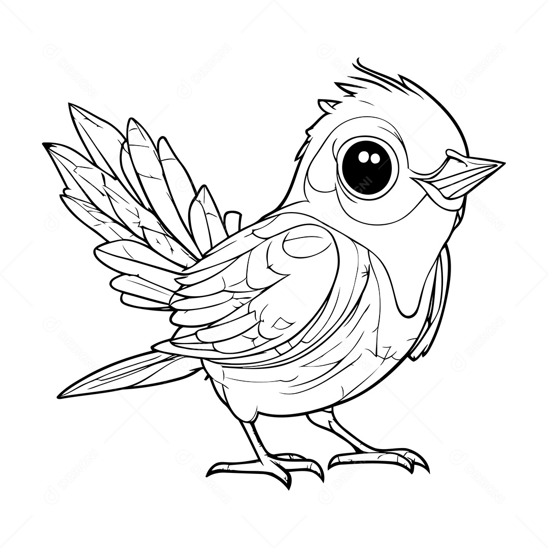 Pássaro Desenho Para Colorir Vetor EPS