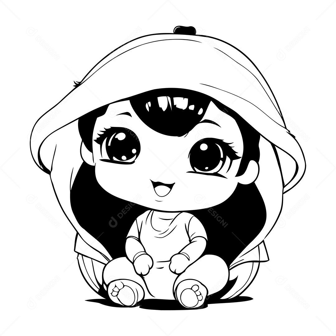 Garota Desenho Para Colorir Vetor EPS