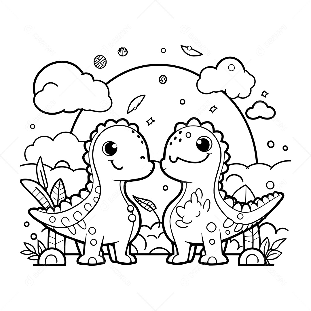 Dinossauro Desenho Para Colorir Vetor EPS