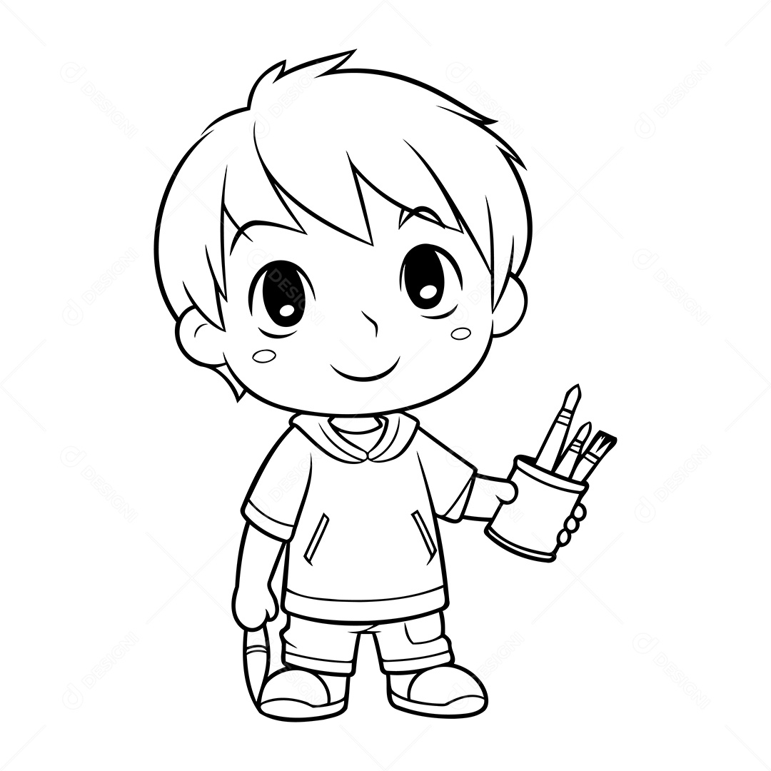 Garoto Panda Desenho Para Colorir Vetor EPS