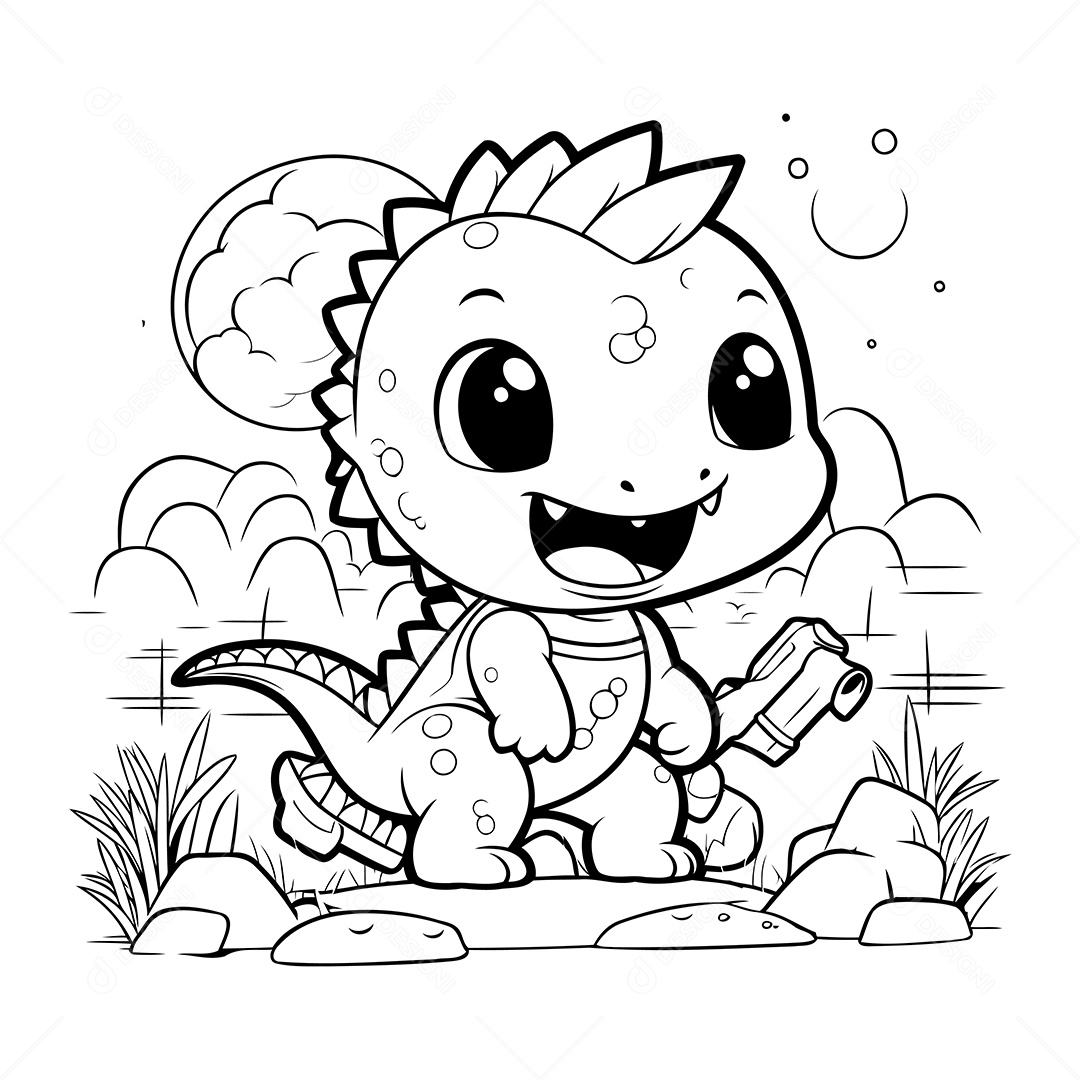 Dinossauro Panda Desenho Para Colorir Vetor EPS