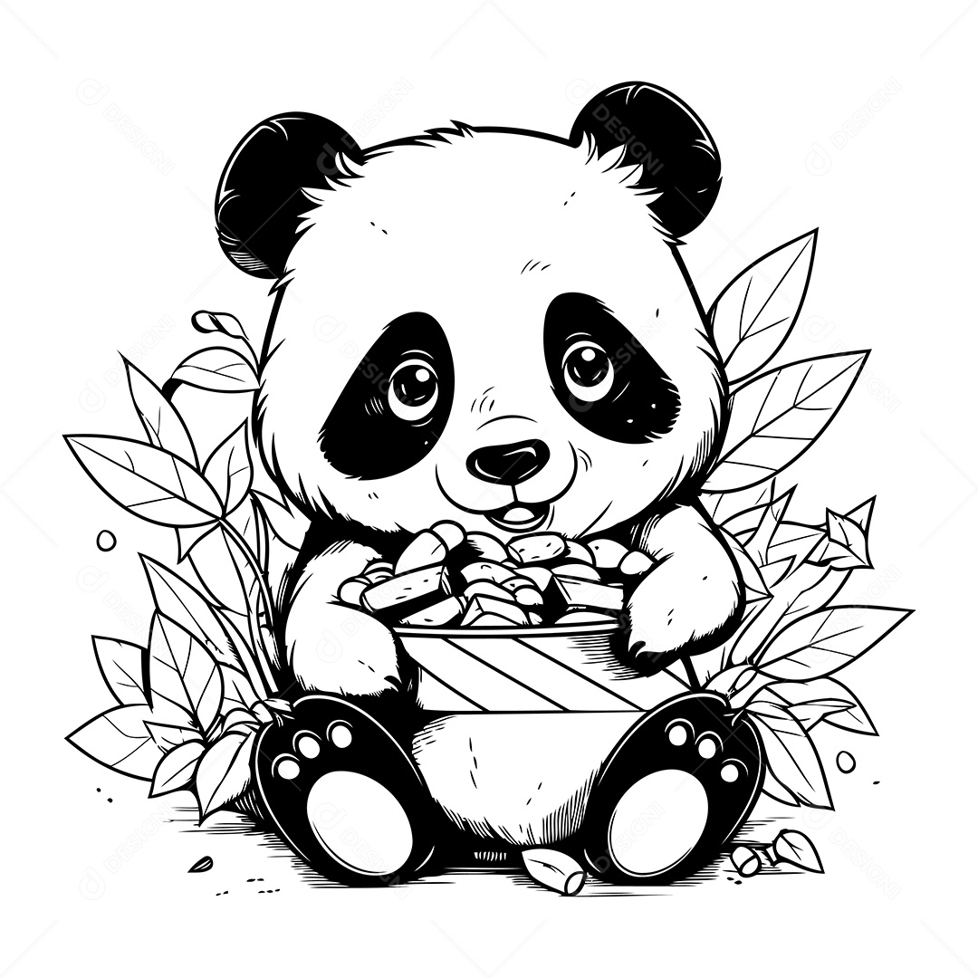Urso Panda Desenho Para Colorir Vetor EPS