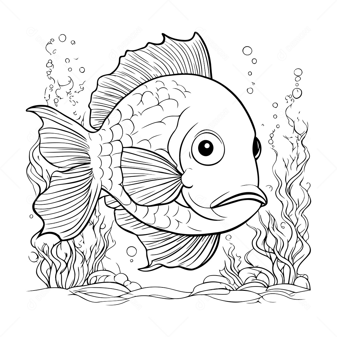 Peixe Dinossauro Desenho Para Colorir Vetor EPS