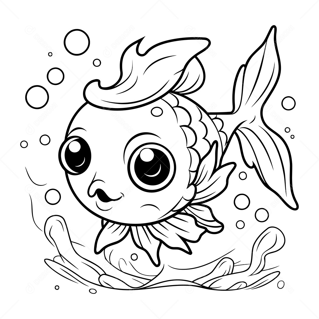 Peixe Desenho Para Colorir Vetor EPS