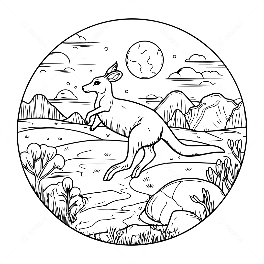 Canguru Desenho Para Colorir Vetor EPS
