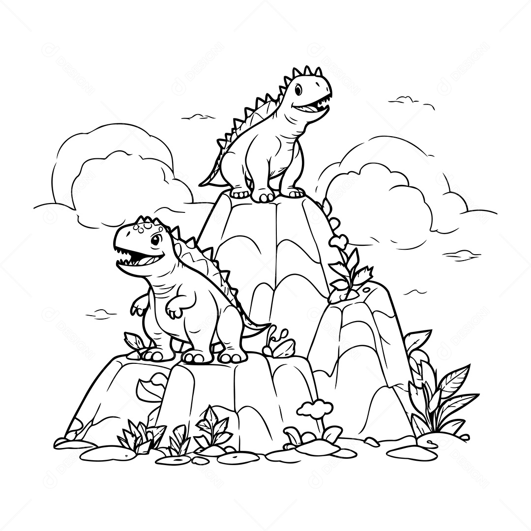 Dinossauro Desenho Para Colorir Vetor EPS
