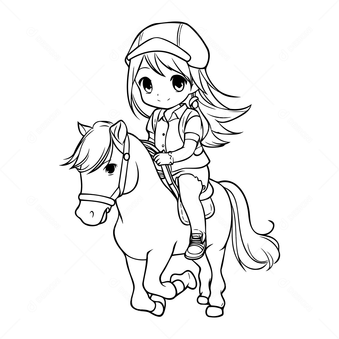 Garota Desenho Para Colorir Vetor EPS