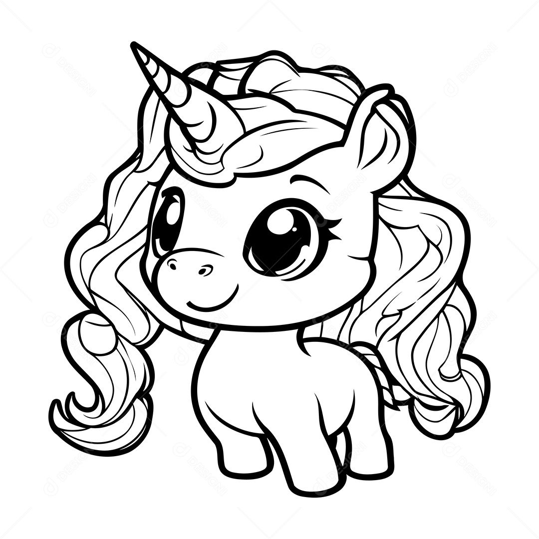 Unicórnio Desenho Para Colorir Vetor EPS
