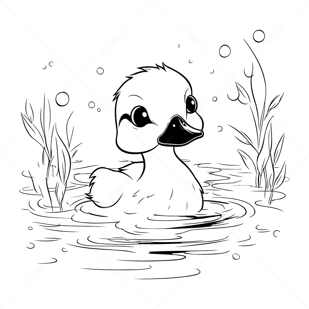 Pato Desenho Para Colorir Vetor EPS