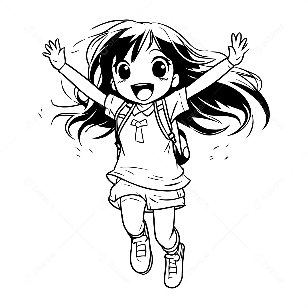 Garota Desenho Para Colorir Vetor EPS