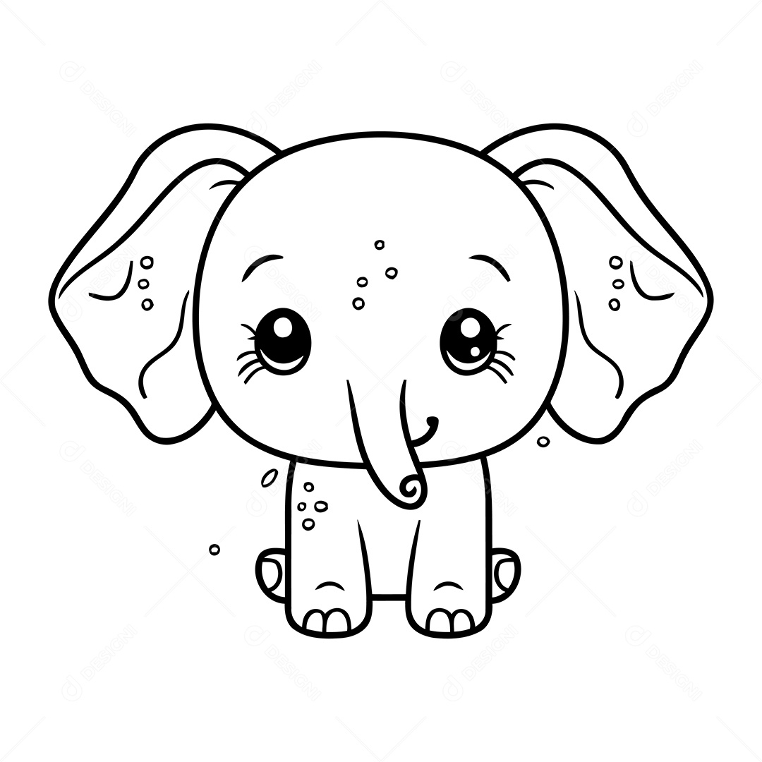 Elefante Desenho Para Colorir Vetor EPS