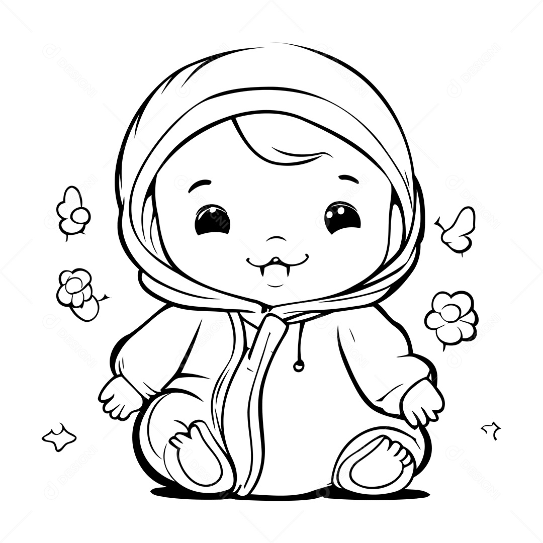 Bebé Desenho Para Colorir Vetor EPS