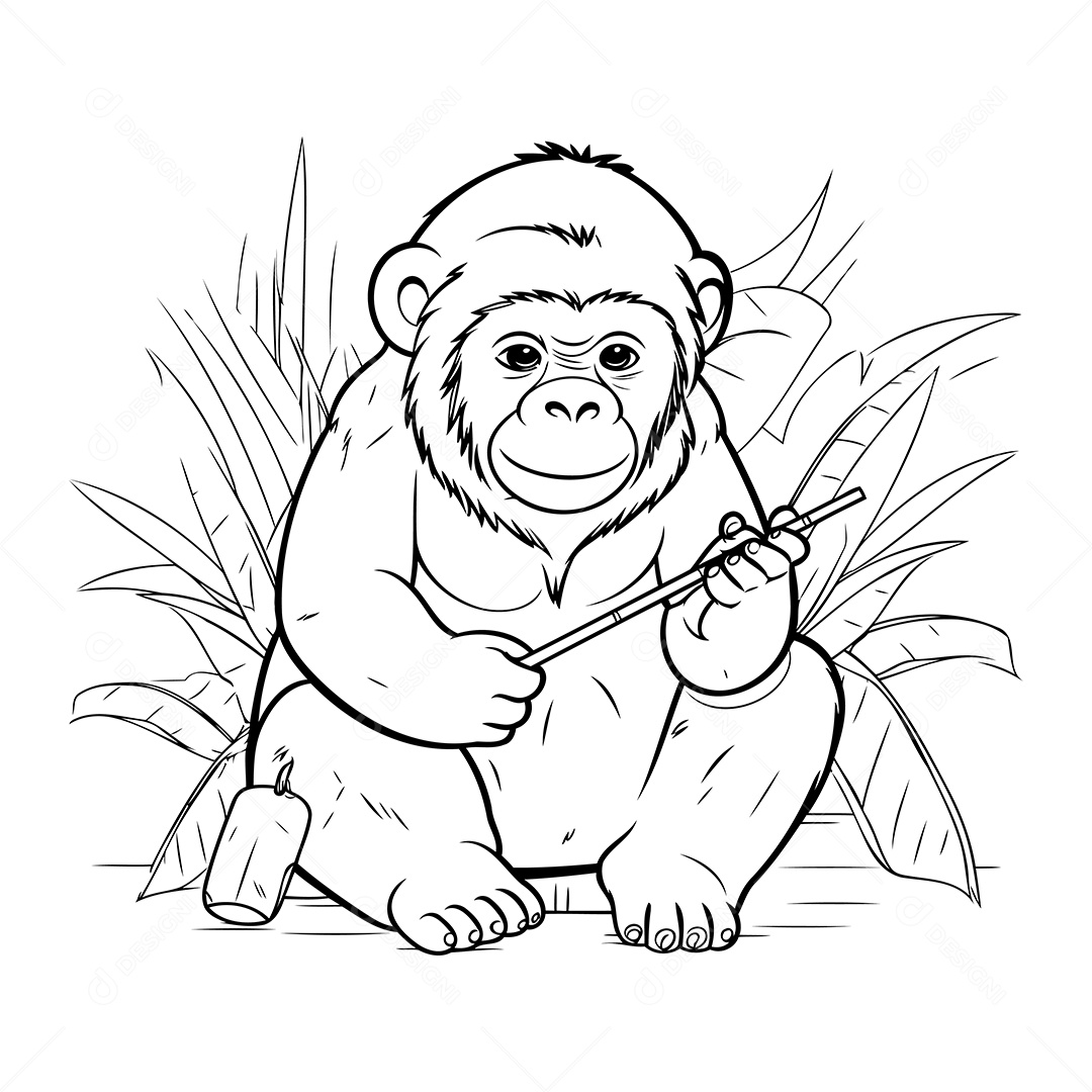 Macaco Desenho Para Colorir Vetor EPS
