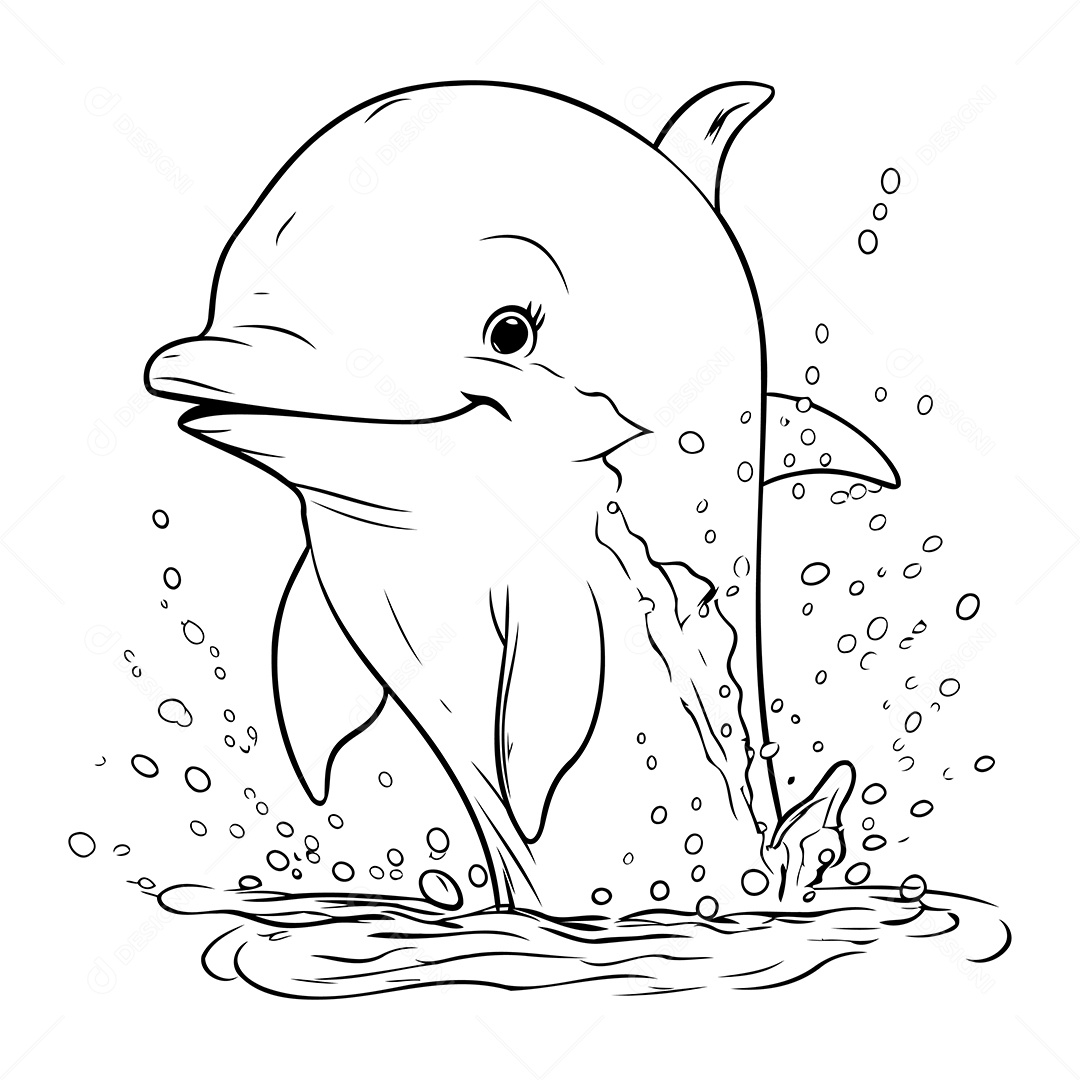 Golfinho Desenho Para Colorir Vetor EPS