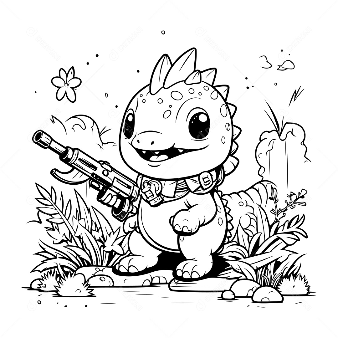 Dinossauro Desenho Para Colorir Vetor EPS