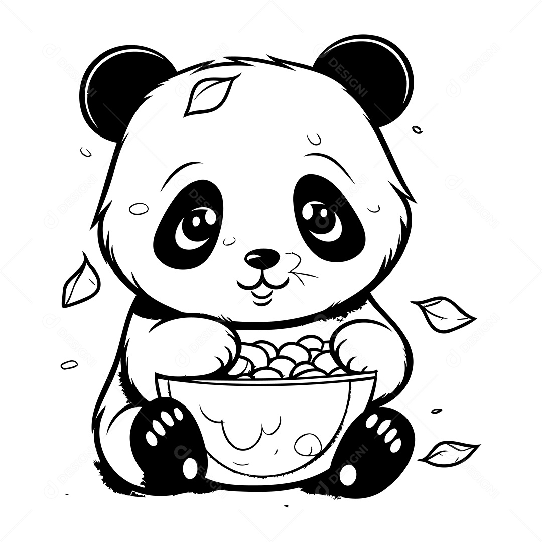 Urso Panda Desenho Para Colorir Vetor EPS