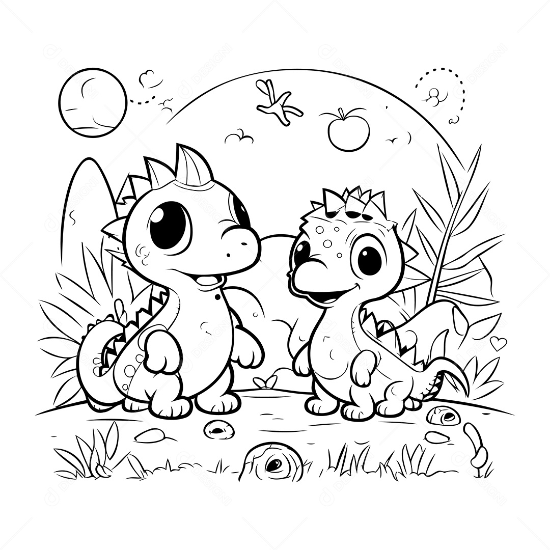 Dinossauro Desenho Para Colorir Vetor EPS