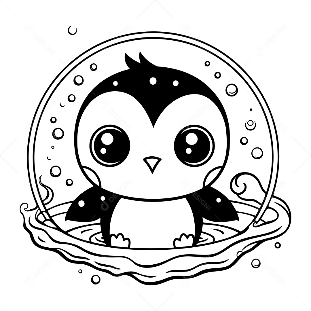 Pinguim Desenho Para Colorir Vetor EPS